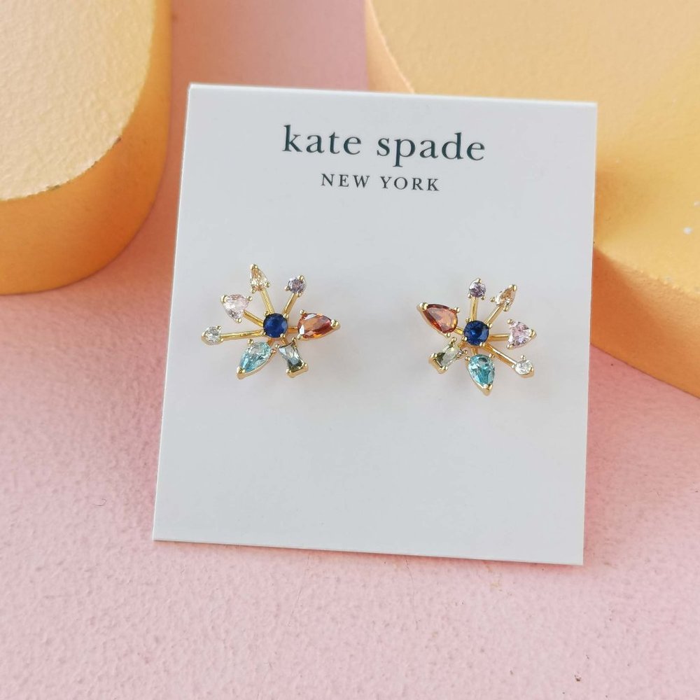 Kate Spade - Firework Floral Multi color Gold Studs Earrings